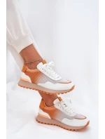 Skórzane Buty Sportowe Z Siateczką Damskie Vinceza 66775 Pomarańczowe