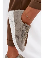 Dámské semišové polobotky se zipem tmavě zelené Cemela