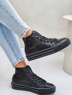 Zateplené dámske tenisky na platforme Black