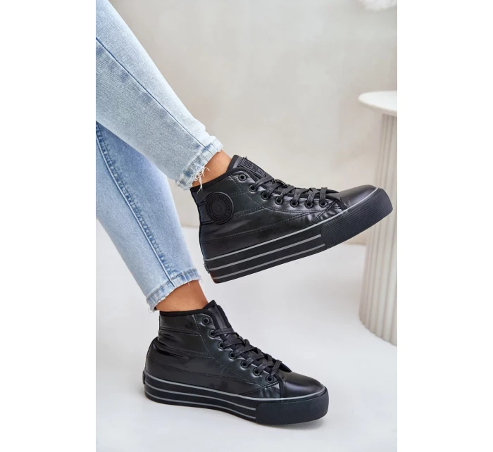 Zateplené dámske tenisky na platforme Black Zateplené dámske tenisky na platforme Black