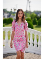 Dámske spoločenské šaty SUK0367-E46-46 ružová/biela - Roco Fashion