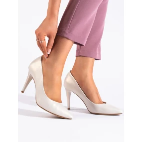 Praktické biele lodičky pre ženy na širokom podpätku Praktické biele lodičky pre ženy na širokom podpätku