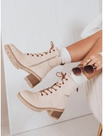 Dámské semišové šněrovací boty béžové Dstreet model 21993870 - FashionStreet