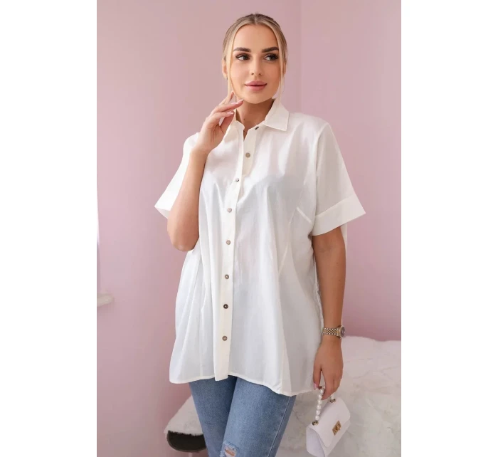 Bavlněná košile s krátkým rukávem ecru Bavlněná košile s krátkým rukávem ecru