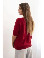 Dámsky viskózový sveter s krátkym rukávom bordovej farby