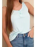 Dámska rebrovaná blúzka s ramienkami a mätovým gombíkom