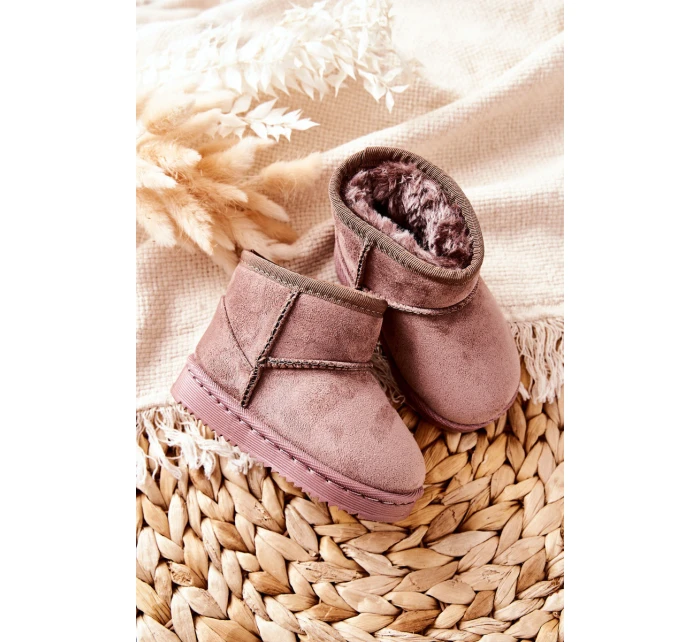 Dziecięce Ocieplane Botki Śniegowce Ciemny Beż Gooby