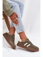 Sneakersy Damskie Zamszowe Na Platformie Ciemnozielone Sylviona