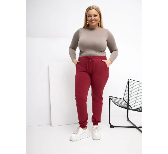 RV DR 6301.88 teplákové nohavice bordové