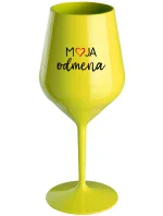 MOJA ODMENA - žltý nerozbitný pohár na víno 470 ml