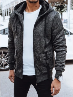 Pánska teplá mikina na zips tmavosivá FashionStreet BX5607