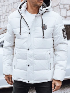 Pánska prešívaná zimná bunda s kapucňou biela FashionStreet TX5056