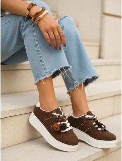 Dámske semišové tenisky s ozdobnou platformou hnedej farby FashionStreet ZY1415