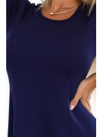 model 21318841 Pohodlné trapézové šaty s dlouhými rukávy tmavě modré - numoco model 21318841 Pohodlné trapézové šaty s dlouhými rukávy tmavě modré - numoco