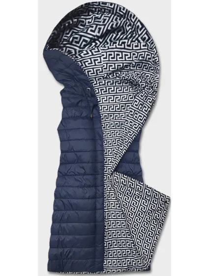 Tmavě modrá oboustranná vesta s kapucí model 18141007 - J.STYLE Tmavě modrá oboustranná vesta s kapucí model 18141007 - J.STYLE