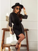 Elegantné čierne šaty s otvoreným výstrihom (013)