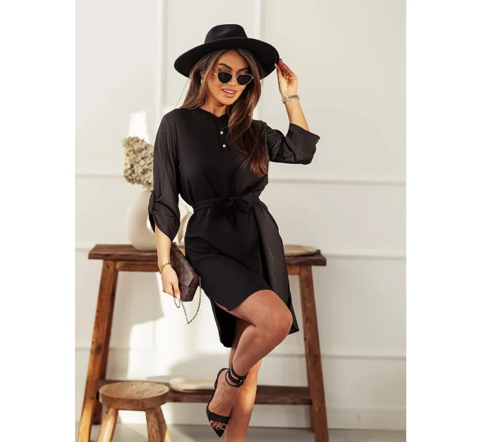 Elegantné čierne šaty s otvoreným výstrihom (013)