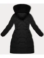 Černá dámská bunda pro přechodné období s páskem model 21248441 - J.STYLE