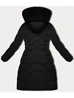 Černá dámská bunda pro přechodné období s páskem model 21248441 - J.STYLE Černá dámská bunda pro přechodné období s páskem model 21248441 - J.STYLE