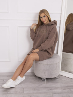 Zateplená mikina s vyšitým nápisom oversize mocca
