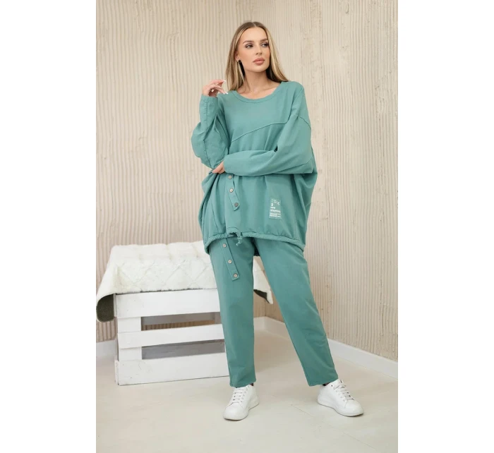 Bavlnená tepláková súprava Oversize + nohavice tmavá mentolová Bavlnená tepláková súprava Oversize + nohavice tmavá mentolová
