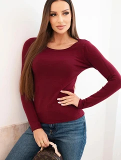 Dámský viskózový svetr s kulatým výstřihem a model 21412196 střihem bordový - K-Fashion