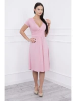 Šaty s model 18742108 krátké rukávy, pudrově růžové - K-Fashion Šaty s model 18742108 krátké rukávy, pudrově růžové - K-Fashion