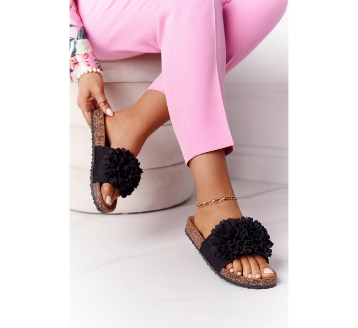 Klapki Na Korkowej Podeszwie Czarne Flowerbomb Klapki Na Korkowej Podeszwie Czarne Flowerbomb