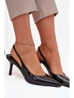 Lakované lodičky na jehlovém podpatku Černé Phelia