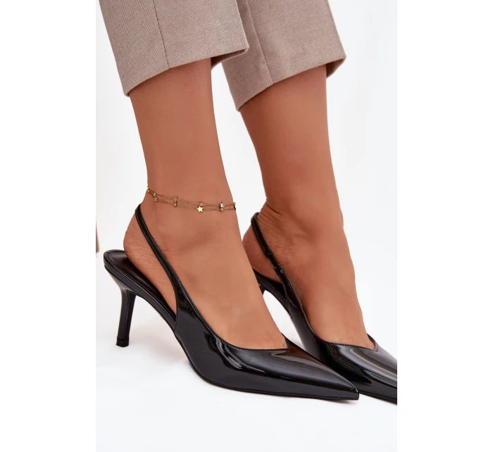 Lakované lodičky na jehlovém podpatku Černé Phelia
