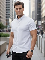 Pánska košeľa slim fit s krátkym rukávom, biela, FashionStreet KX1094