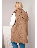 Dámske Plus veľkosť prešívaná vesta s kapucňou Camel