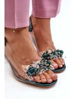 Sandały Transparentne Na Słupku Z Ozdobami Zielone D&A MR38-D1