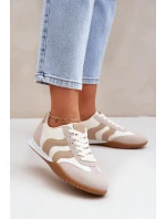 Klasyczne Sneakersy Damskie Z Eko Skóry Beżowe Maretina