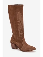 Semišové Kožené Na Podpatku  Béžové model 22031651 - Zazoo