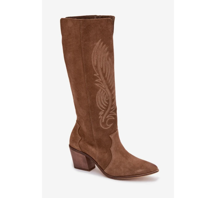 Semišové Kožené Na Podpatku  Béžové model 22031651 - Zazoo