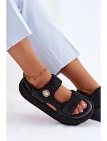Zdobené dámské sandály na platformě model 22111259 Černé - Goe