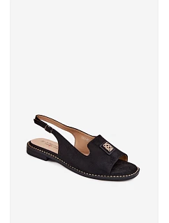 Dámské sandály na nízkém podpatku s ozdobným detailem S.Barski KV61-6015 Černé