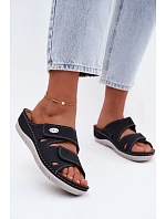 Dámske kožené ponožky na suchý zips Inblu OE0001GU dark blue