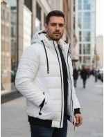 Pánská prošívaná zimní bunda s kapucí bílá Dstreet model 21993629 - FashionStreet