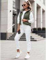 Dámská přechodná krátká prošívaná zelená vesta Dstreet model 21994801 - FashionStreet