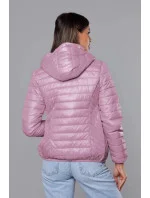 Růžová prošívaná dámská bunda s kapucí model 18038070 - S'WEST Růžová prošívaná dámská bunda s kapucí model 18038070 - S'WEST