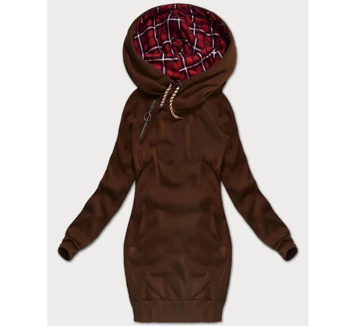 Hnedá dlhá dámska mikina (AMG-738/1)