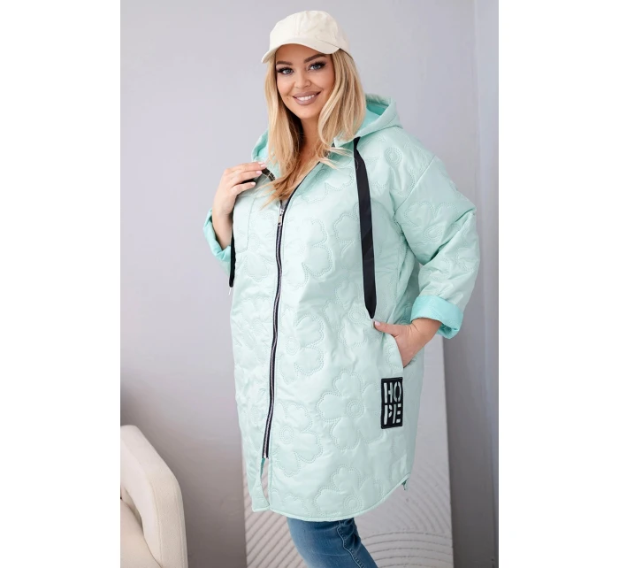 Dámska prešívaná bunda s kapucňou a HOPE Pink Neon