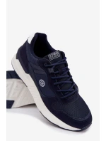 Buty Sportowe Sneakersy Męskie Na Platformie Granatowe Hanirin