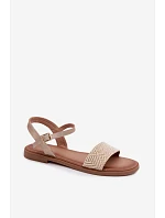 Dámské sandály na nízkém podpatku Zlaté model 22133318 - Boto