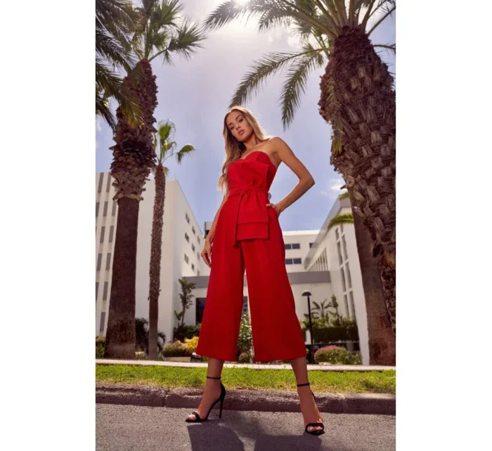 M571 Kombinéza bez ramienok - červená