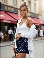 Dámske tmavomodré bavlnené šortky FashionStreet SY0543 Dámske tmavomodré bavlnené šortky FashionStreet SY0543