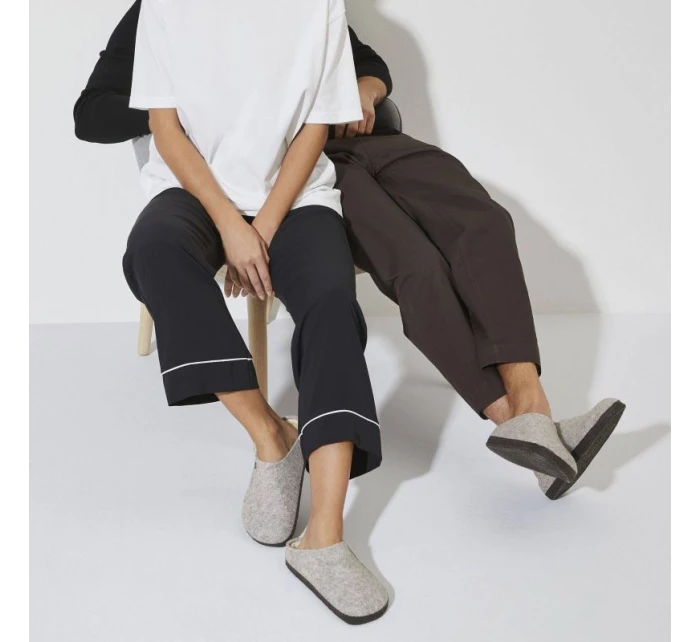 Birkenstock Zermatt Light Grey Wool Felt Insulated Slippers Regular Wide (1015092)