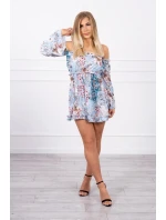 Modré květinové šaty s pruhy Modré květinové šaty s pruhy